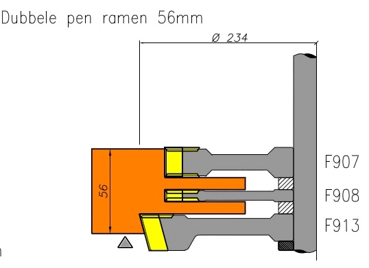 Tekening freeskoppen dubbele pen ramen combinatiemachineset